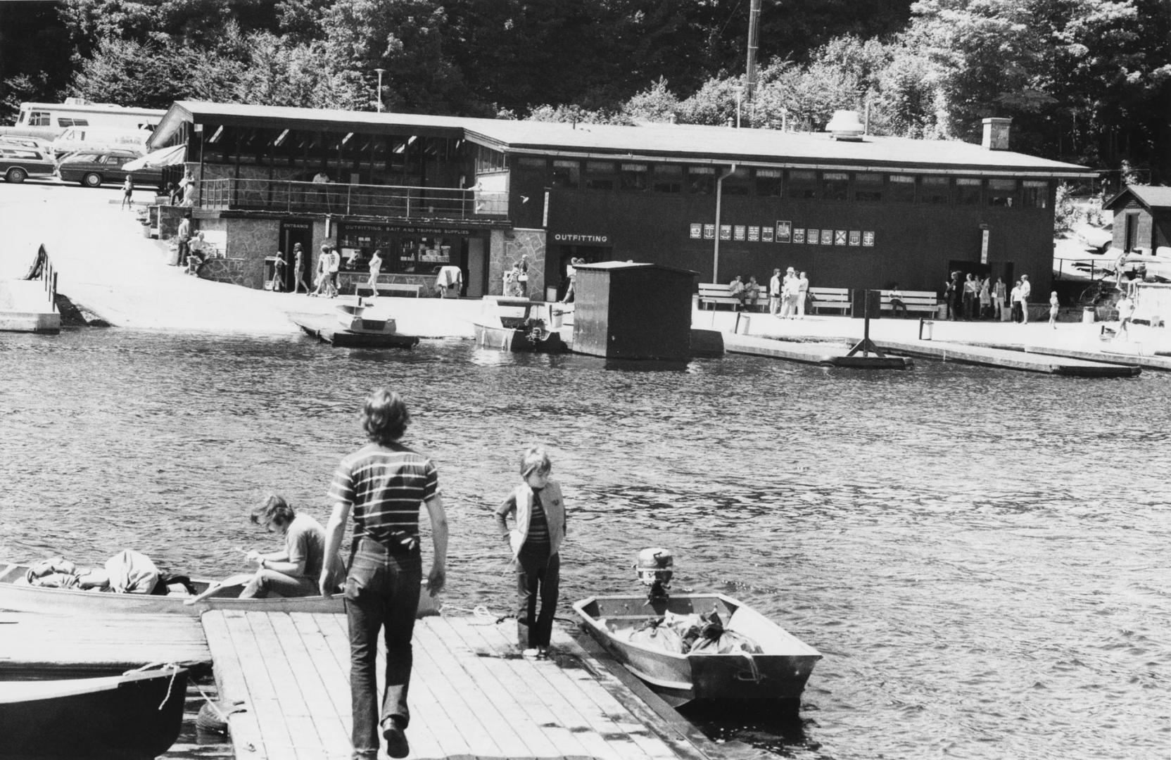 Boat launch from dock. Algonquin Provincial Park, Ontario