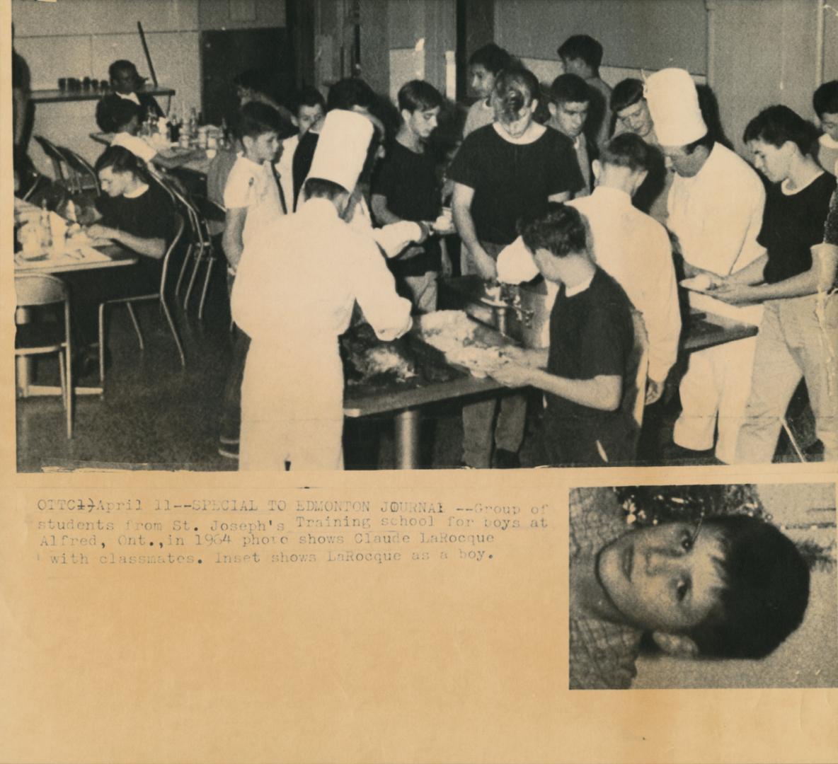 Students at St. Joseph's Training School for Boys, Claude Larocque with classmates. Alfred, Ontario