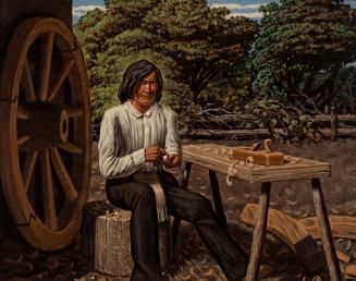 Métis Making Wheel for Red River Cart, Manitoba