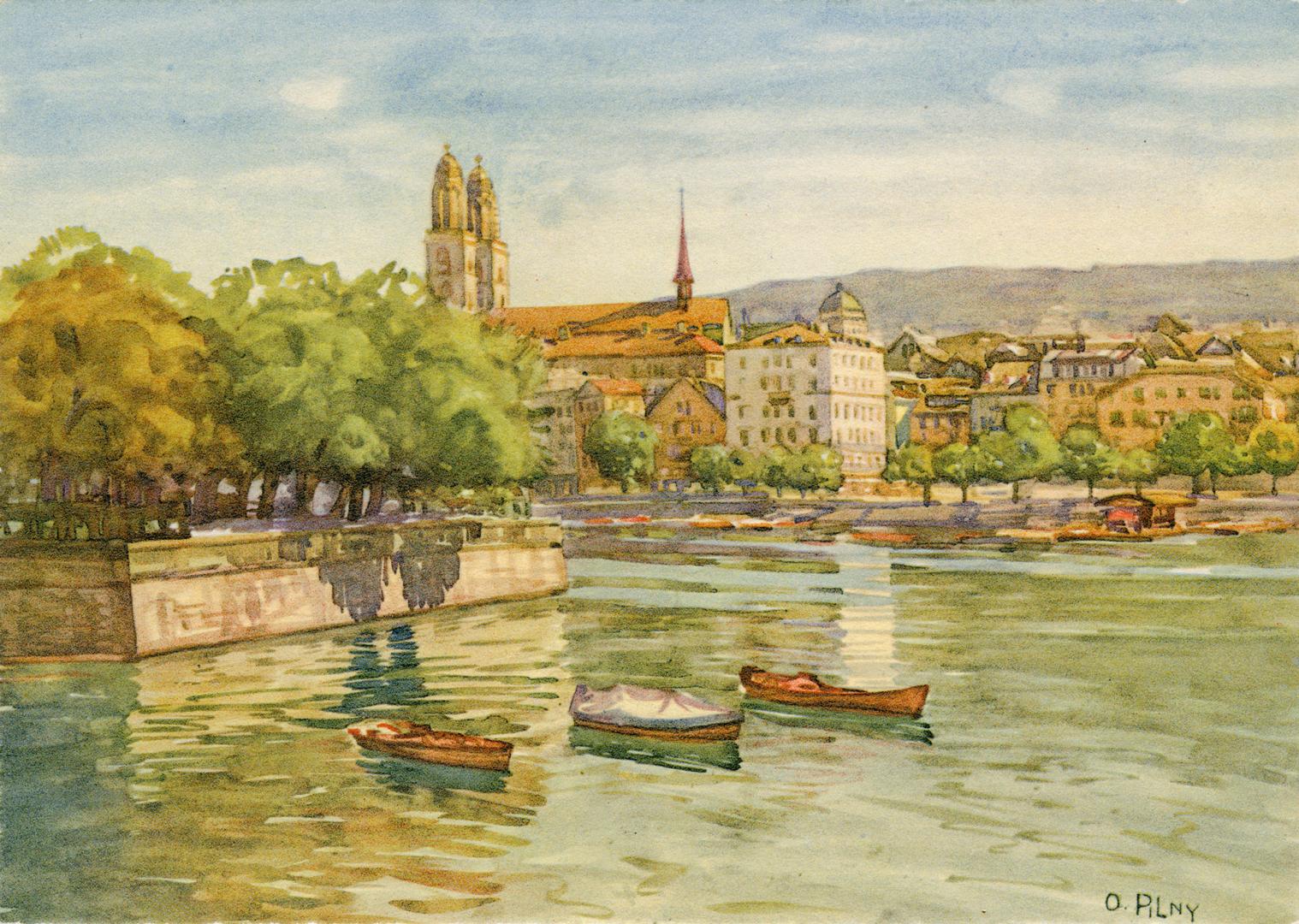 Untitled, watercolour of harbour