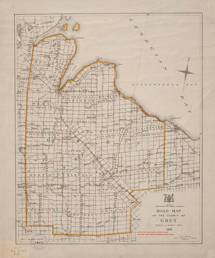 Road map of the County of Grey