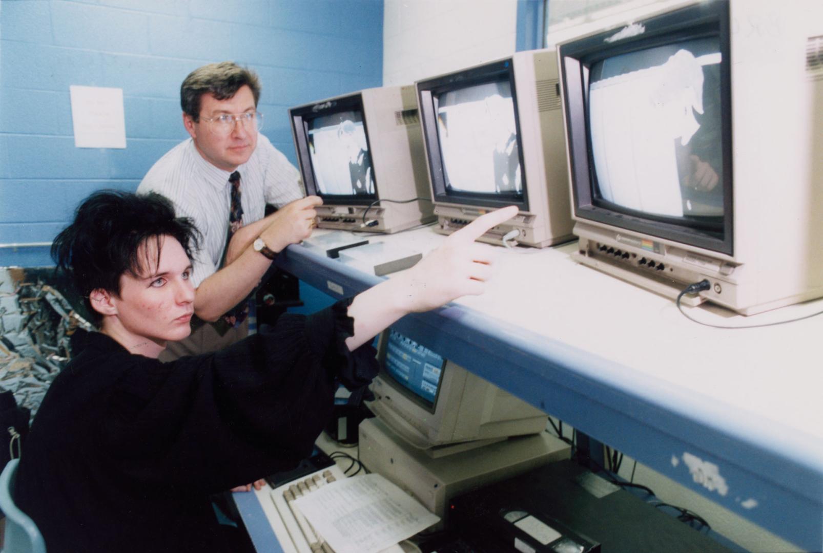 Teacher Steve Russell and student Lee Eldridge at Turner Fenton Secondary School. Brampton, Ontario