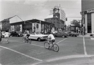 Brampton's old clock tower in the Four Corners intersection at Queen and Main streets. Brampton, Ontario