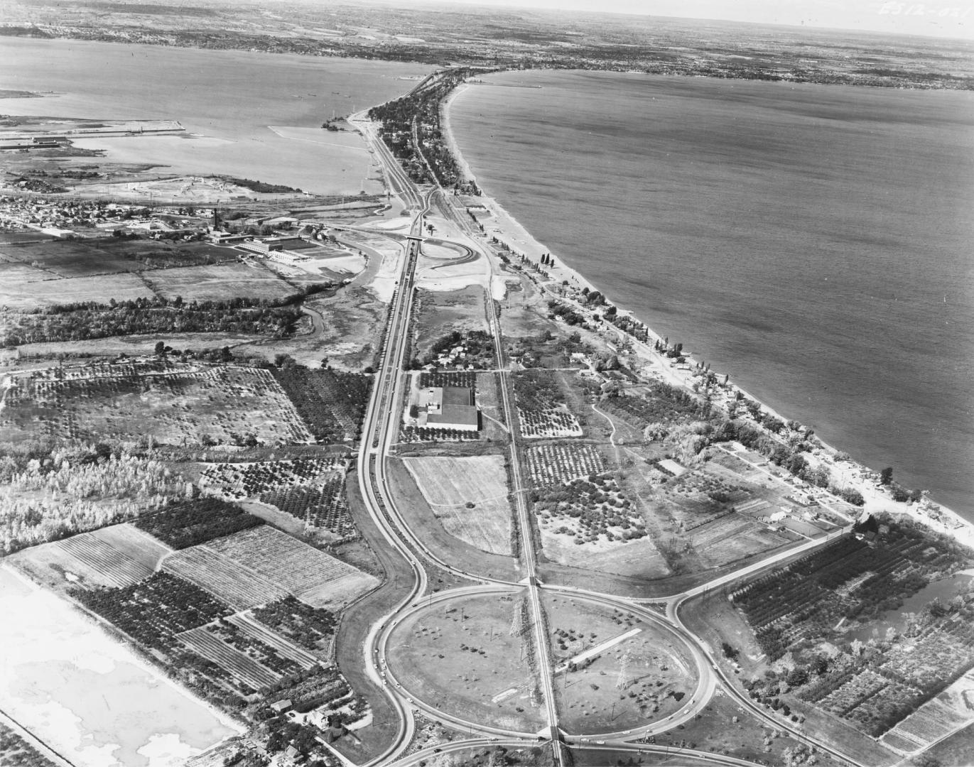 Aerial view of the Burlington Skyway. Burlington, Ontario