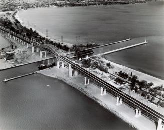 Aerial view of the Burlington Skyway. Burlington, Ontario