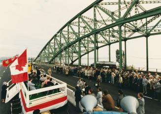 Opening of the new span of the Burlington Skyway. Burlington, Ontario