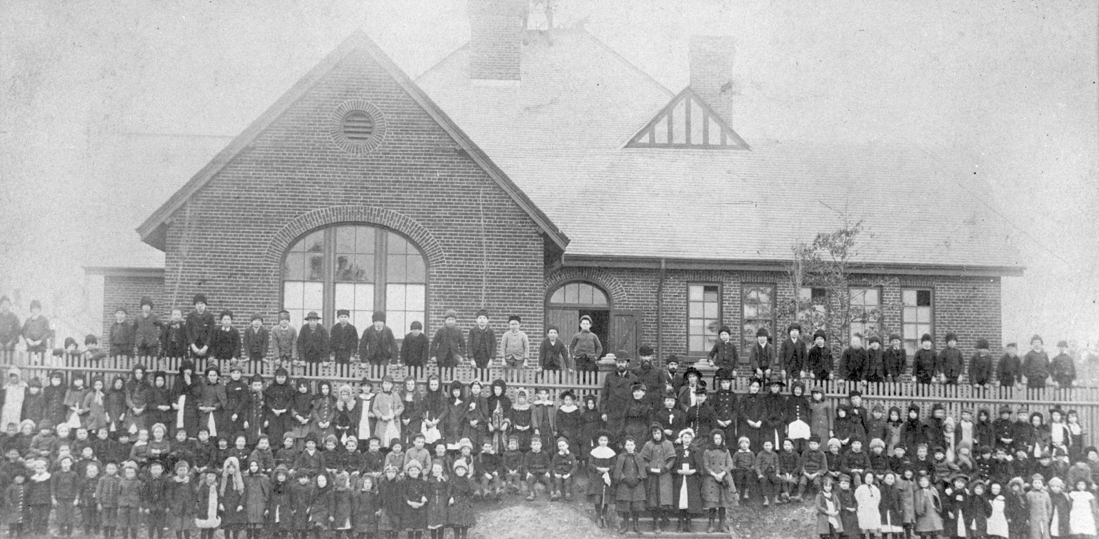 Kimberley Avenue Public School, Kimberley Avenue, west side, between Swanwick Avenue & Gerrard Street East, group portrait