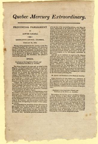 Quebec Mercury Extraordinary ... February 21, 1812