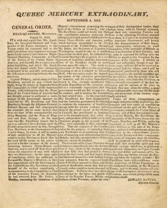 Quebec Mercury Extraordinary, September 3, 1812