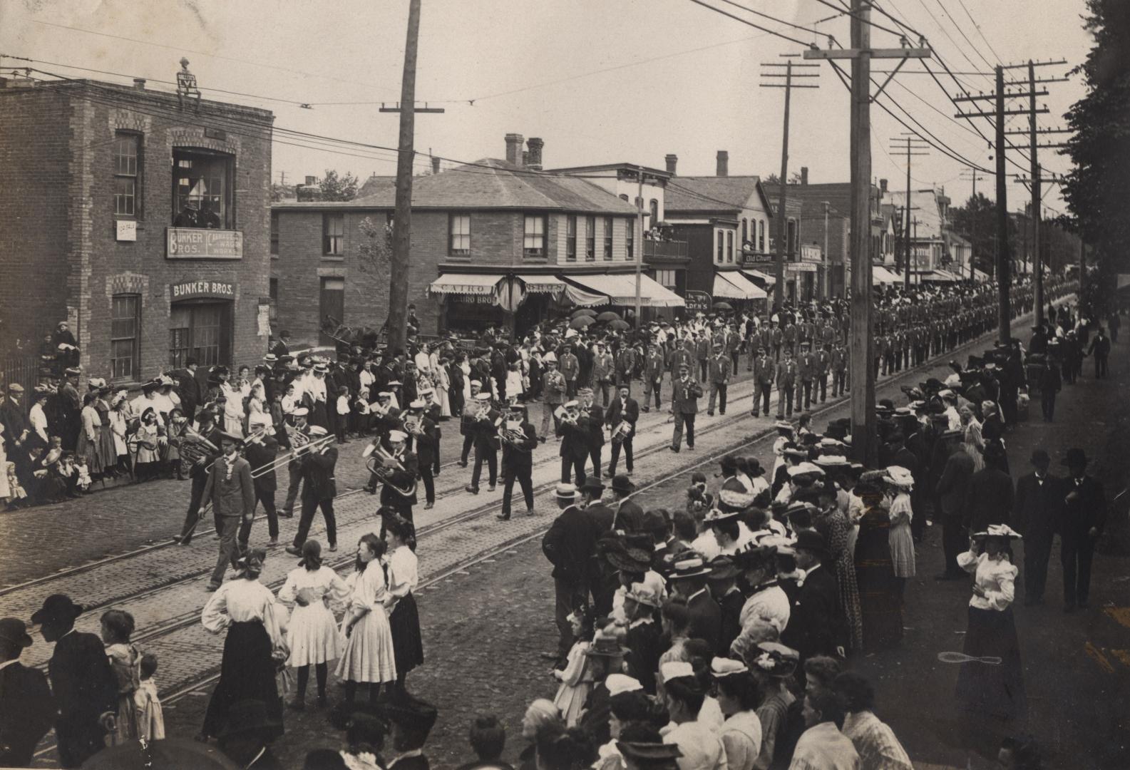 Labour Day Parade, Queen St. West, looking e. from west of Givins St