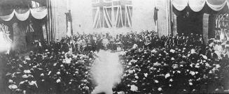 Convocation Hall, Interior, during annual meeting of British Medical Association, showing hall before completion