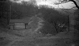 G.T.R. Belt Line, right-of-way, looking south from north of Harshaw Avenue to Humberview Road., east of Humbercrest Boulevard, Toronto, Ontario