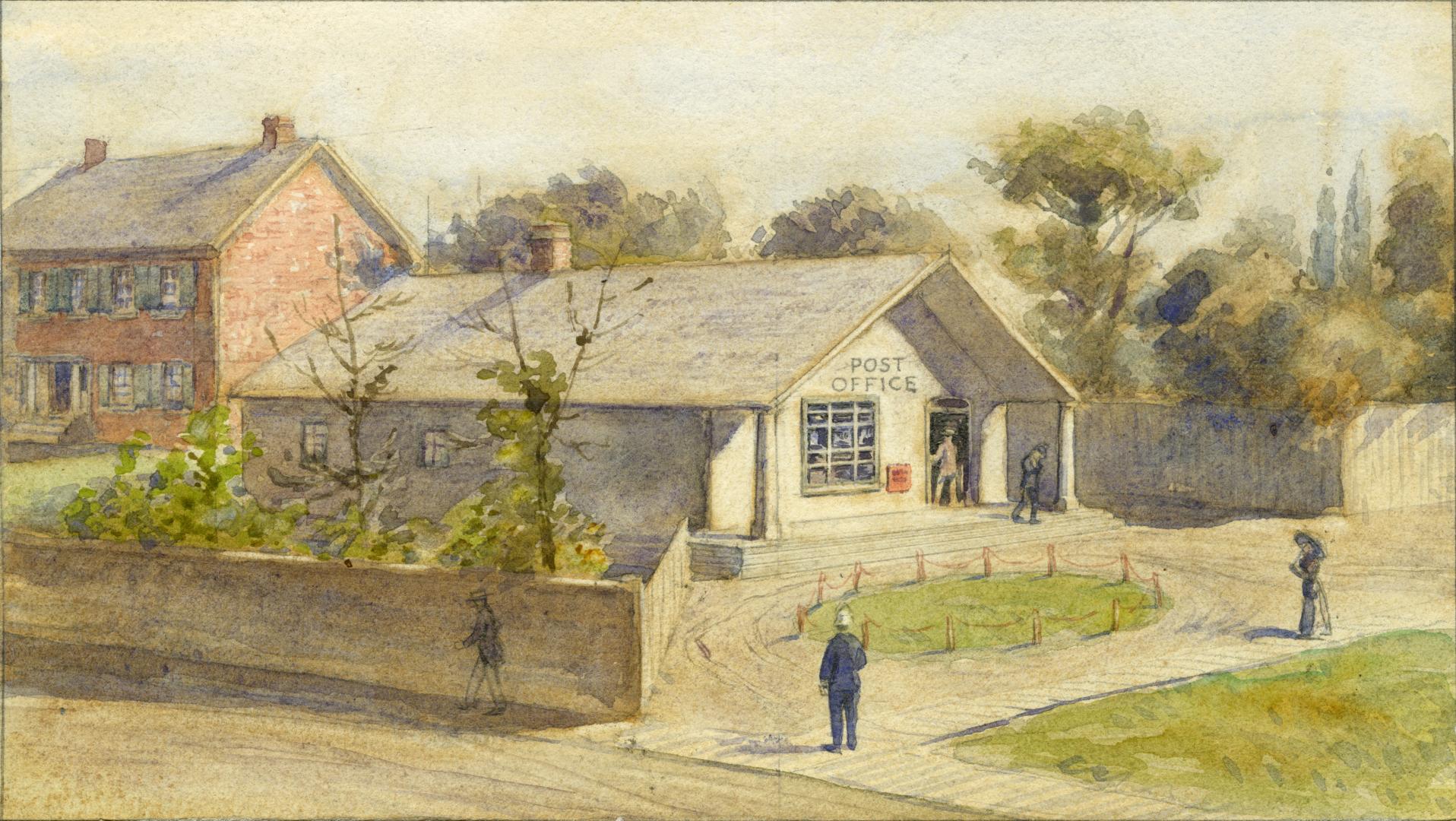 Post Office (circa 1839-circa 1845), Yonge Street, northwest corner Front Street West