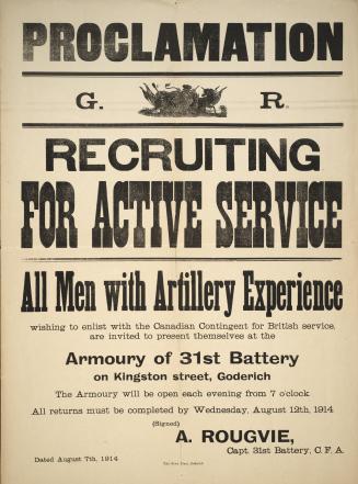 Proclamation : G. R. : recruiting for active service