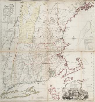 A map of the most inhabited part of New England containing the provinces of Massachusets Bay and New Hampshire, with the colonies of Connecticut and R(...)