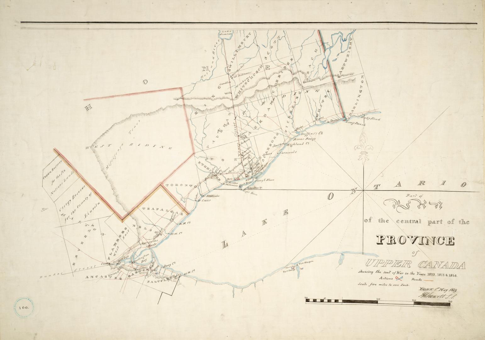 Part of the central part of the province of Upper Canada shewing the seat of War in the Years 1812, 1813 & 1814