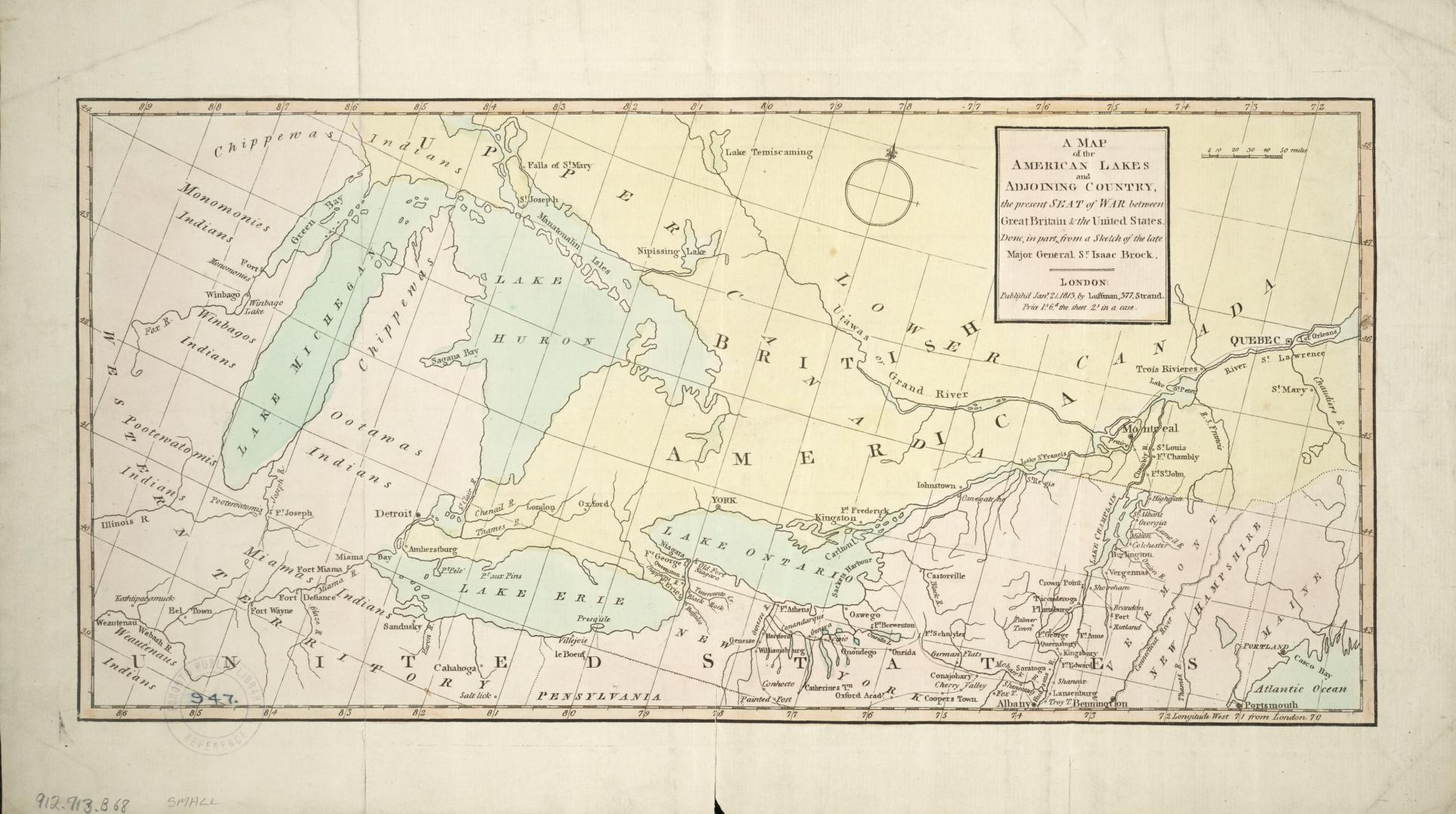 A map of the American Lakes and Adjoining Country, the present Seat of War between Great Britain & the United States