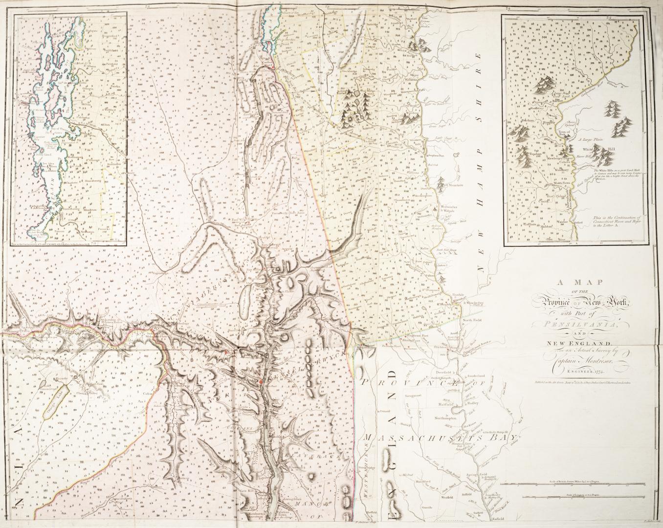 A map of the province of New York, with part of Pensilvania and New England from an actual survey by Captain Montresor, Engineer