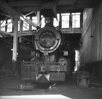 C. P. R., Lambton Yards, roundhouse, Runnymede Road., southwest corner St. Clair Avenue W., interior, Toronto, Ontario