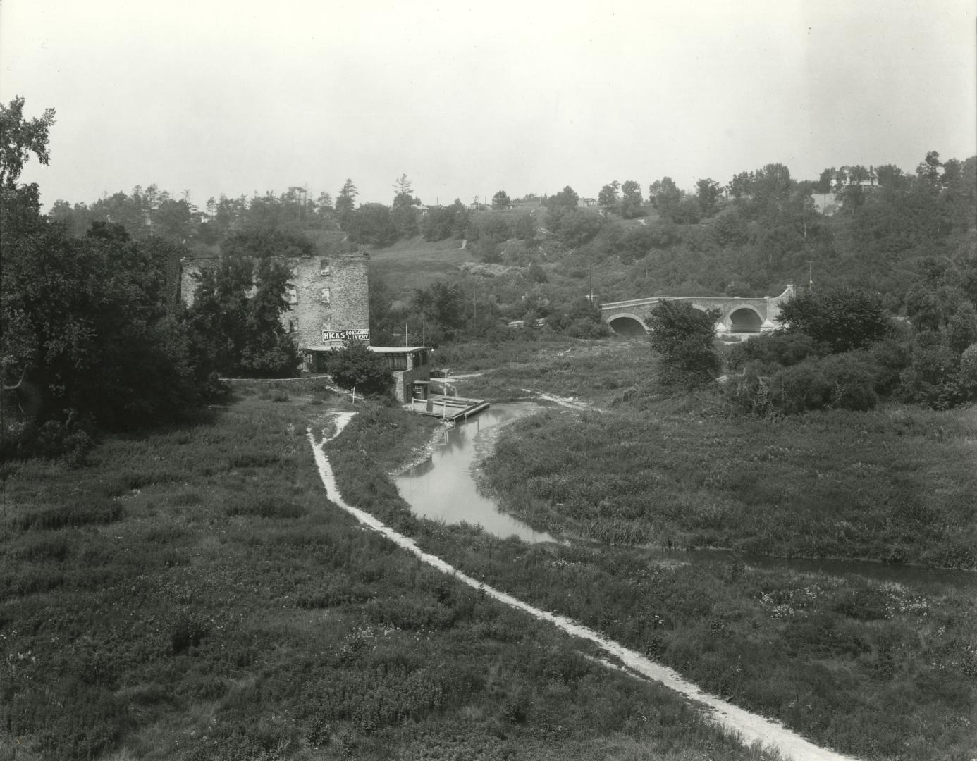 Gamble, William, mill, Humber River, west side, north of Bloor Street West, looking north, Toronto, Ontario