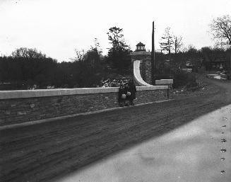 Old Mill Road, looking west from bridge across Humber River, Toronto, Ontario