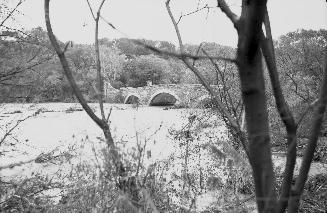 Humber River, looking southeast to Old Mill Road bridge, Toronto, Ontario