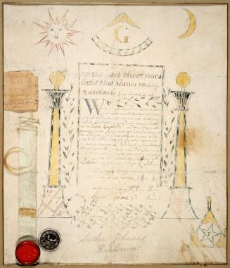 Masonic certificate of John Lauchlin (Soutar Johnnie), and tress of Highland Mary's hair, Ayr, Scotland