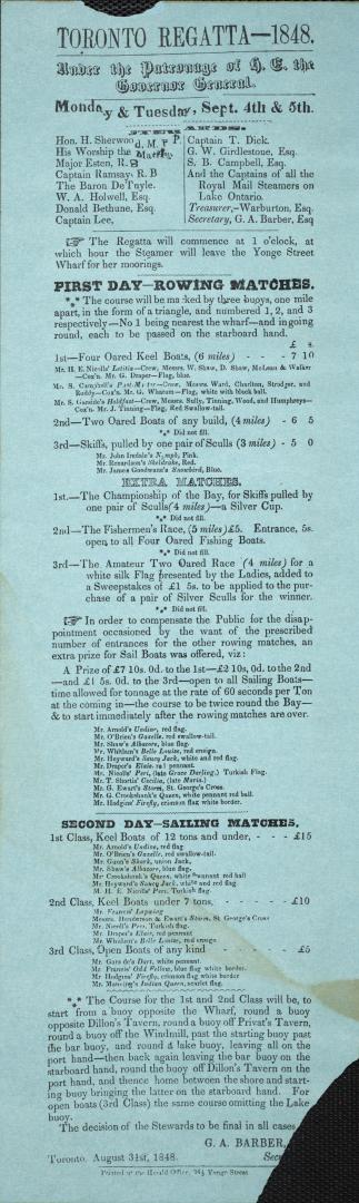 Toronto Regatta--1848