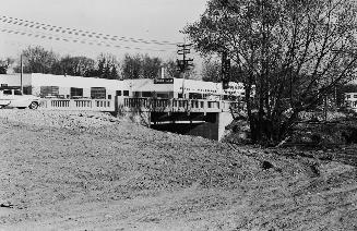 Bloor Street West, looking northeast over Mimico Creek bridge