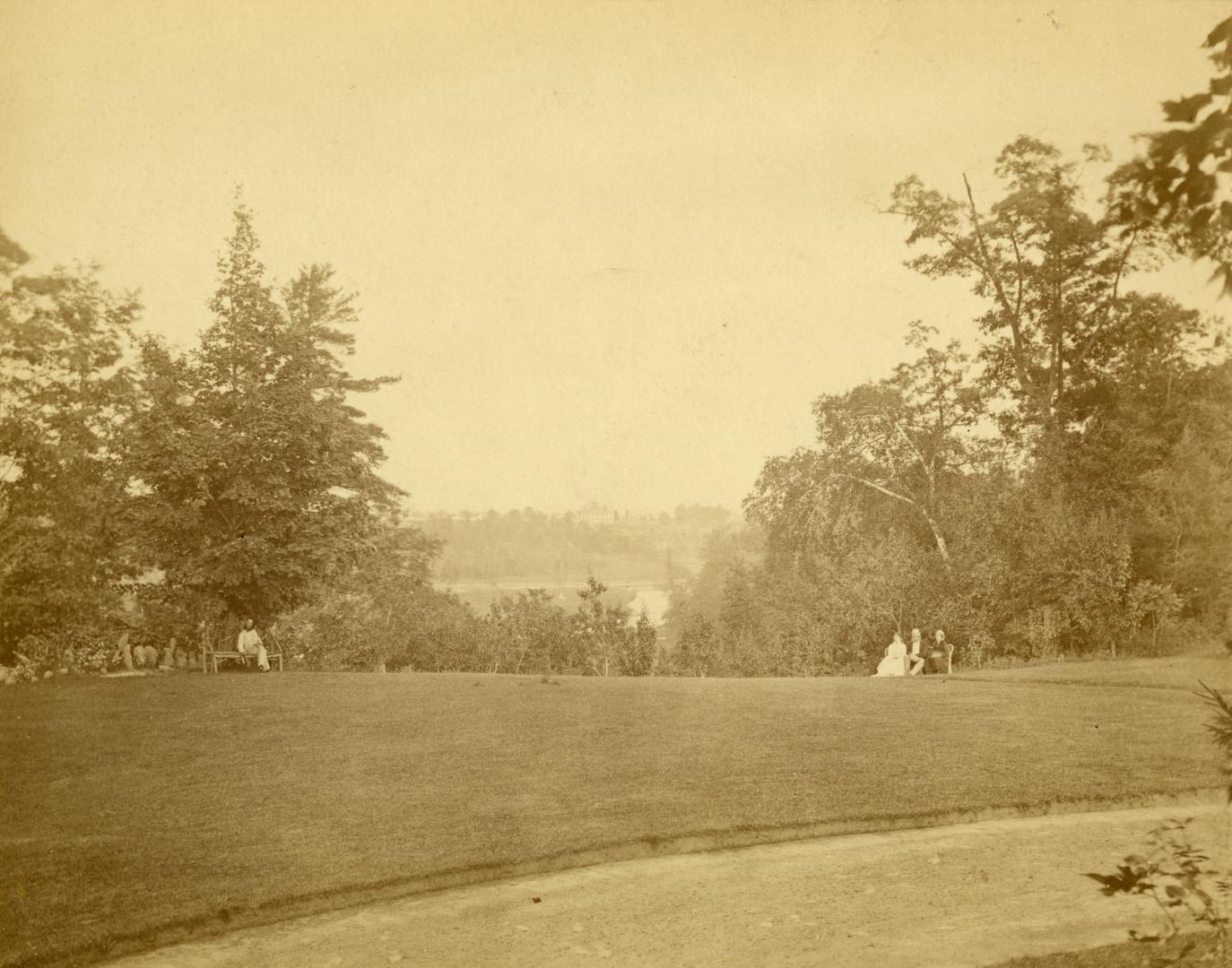 McKenzie, Walter, 'Castle Frank', Bloor Street East, south side, just east of opposite Drumsnab Road; grounds, looking southeast across Don River towards Don Jail 