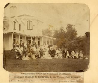 Cheney, George H., 'Sunnyside', The Queensway, north side, between Sunnyside & Glendale Aves., picnic given in honour of Charles E. Holiwell by Toronto Volunteer Field Battery