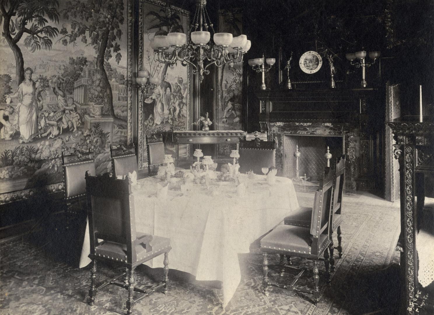 Image shows an interior of the dining room.