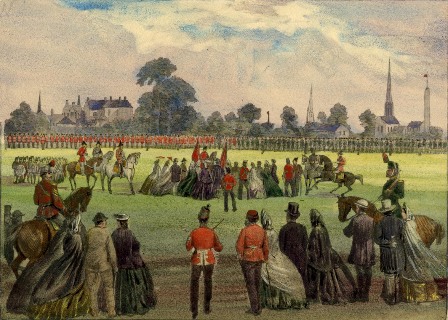 Royal Regiment Of Canada (10th Regiment, later Royal Grenadiers), Presentation of colours by the ladies of Toronto, on the Common, Spadina Avenue, east side, south of College St