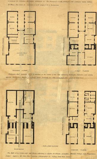 Victoria Hall, Melinda St., north side, east of Jordan St., INTERIOR, floor plans. Toronto, Ontario