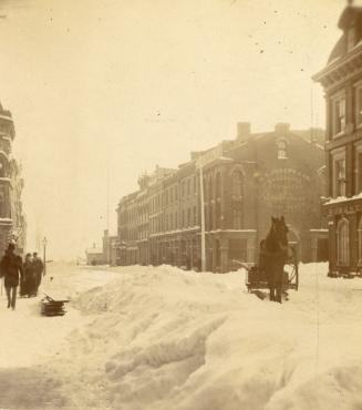 Yonge Street, S. of King St., looking south from north of Wellington St