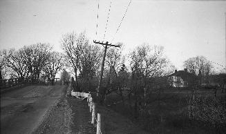 Don Mills Road., bridge over C.N.R. tracks between The Donway & Chipping Road., looking n