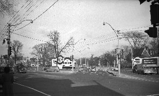 Jarvis St., looking northeast from Charles Street East, showing Mt. Pleasant Road at right