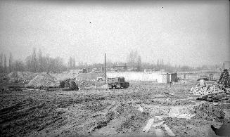 Yonge Street Subway, Davisville Yards, looking north to Chaplin Crescent during construction. I…