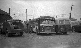 Hollinger Bus Lines, garage, Woodbine Avenue, southeast corner O'Connor Drive, looking south