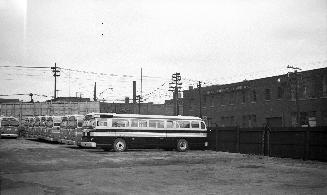 T.T.C., garage, Sherbourne Garage, Sherbourne St., northwest corner Esplanade E., looking northeast to Sherbourne St