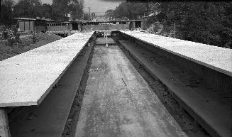 Yonge Street Subway, Rosedale Station, looking north from Aylmer Avenue overpass, during construction