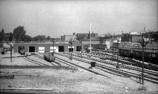 Yonge Street Subway, Davisville Yards, during construction, Toronto, Ontario. Image shows multi…