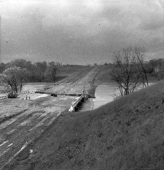 Humber River, looking west to Macdonald-Cartier Freeway bridge