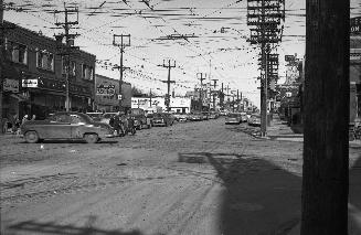 Yonge Street looking north from Eglinton Avenue, Toronto, Ontario. Image shows a street view wi…