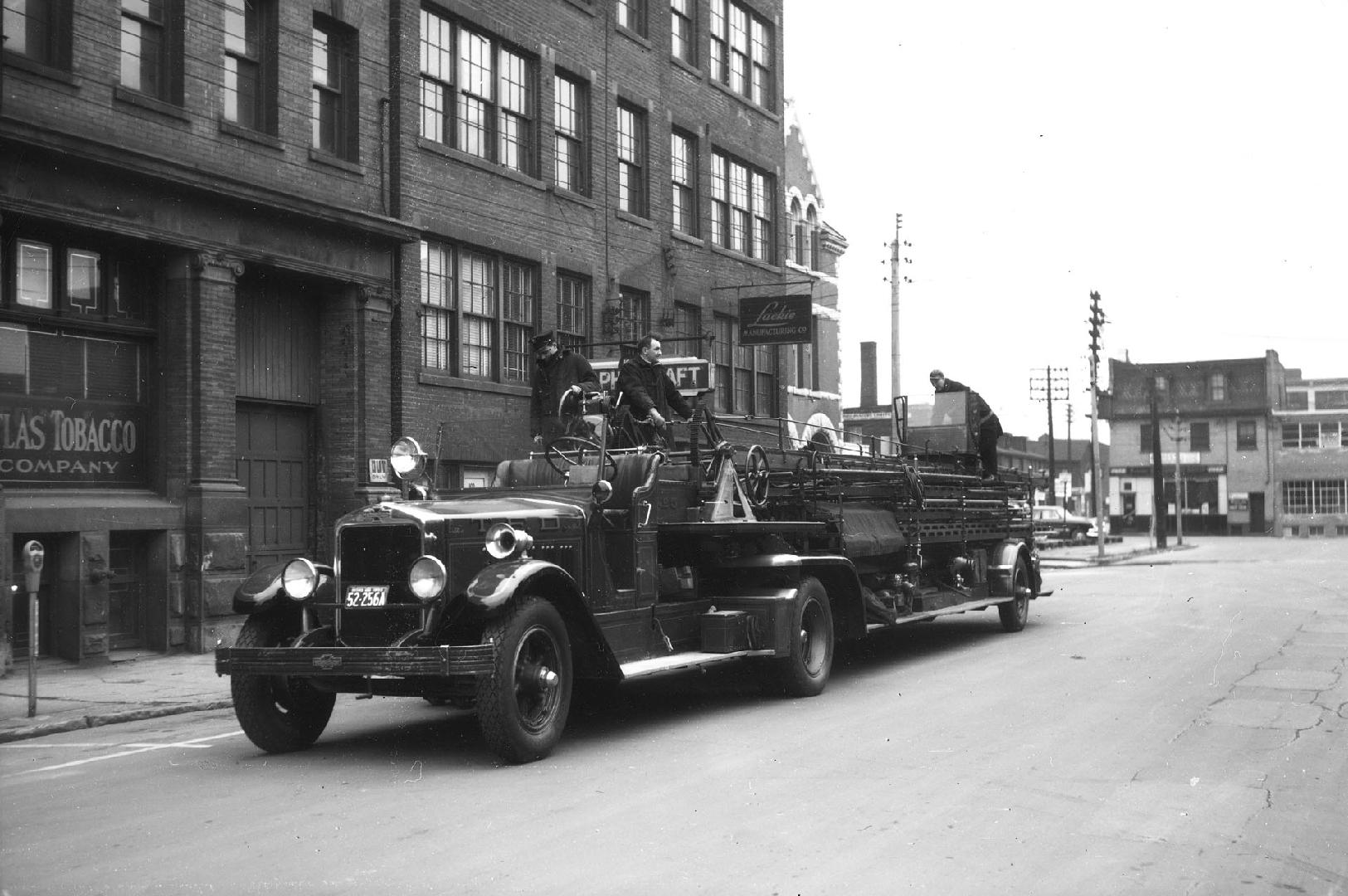 T.F.D. Aerial, on Lombard St. (just west of fire hall), looking e. to Jarvis St