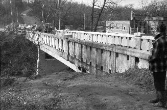 Don River (West Don R.), looking west across Sheppard Avenue bridge