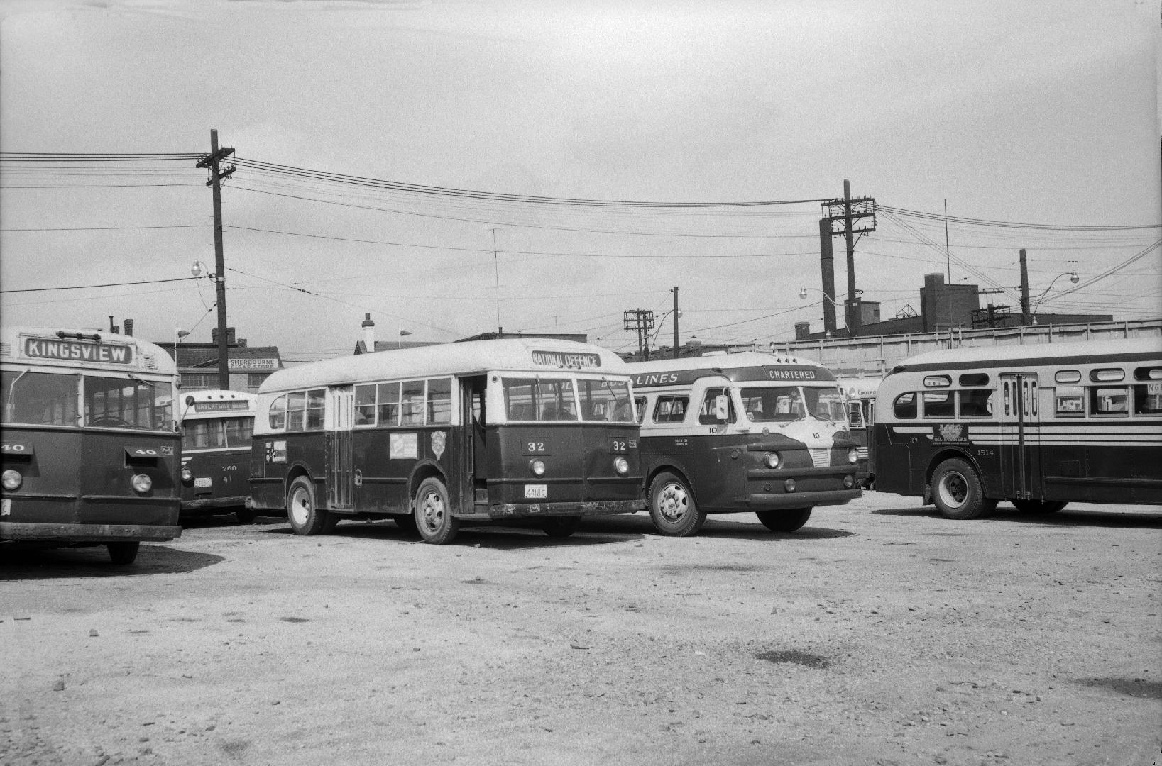 T.T.C., garage, Sherbourne Garage, Sherbourne St., northwest corner Esplanade E., looking northeast