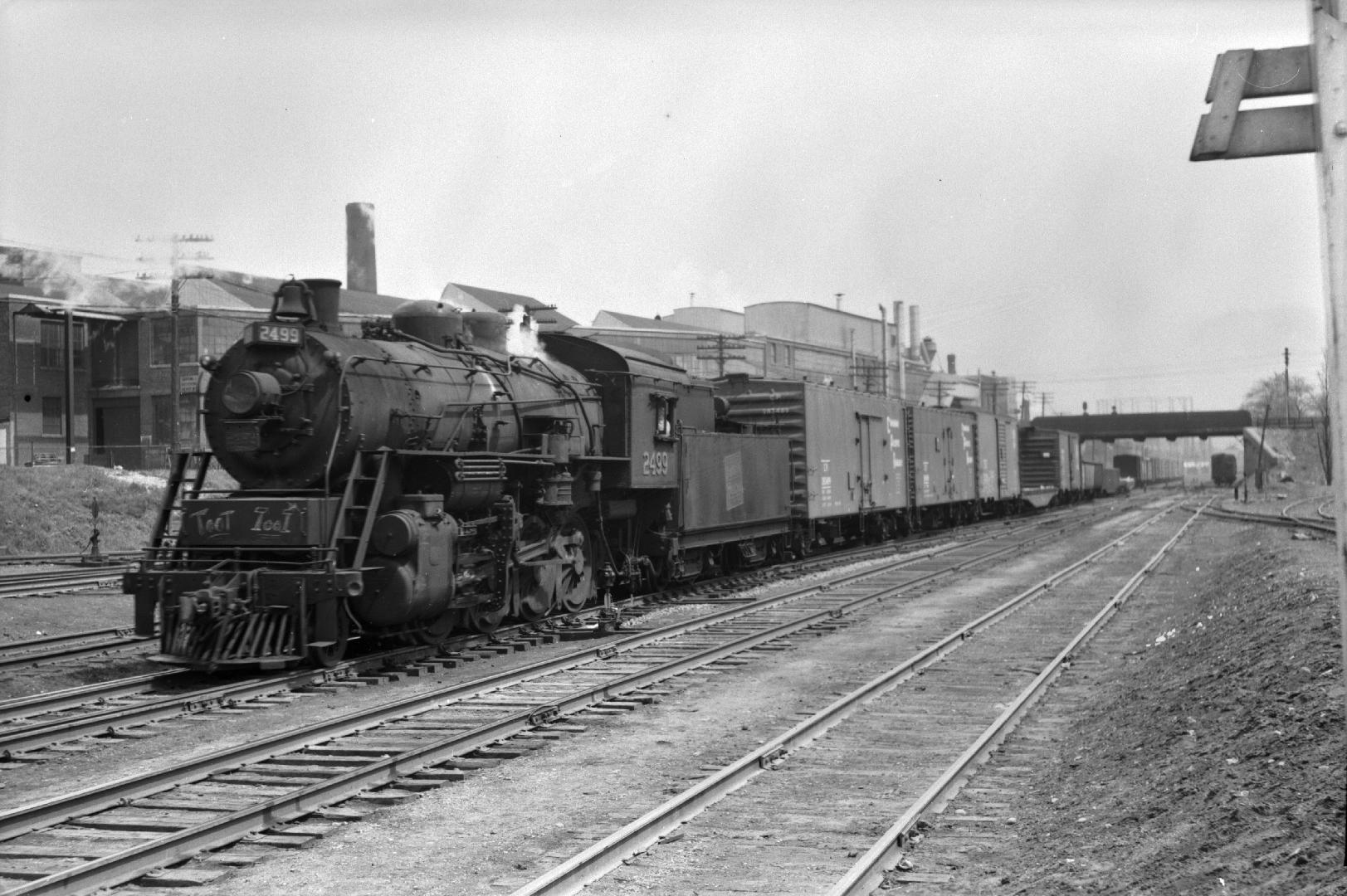 C.N.R., #2499, looking east towards Strachan Avenue bridge