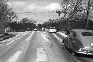 Yonge Street, looking north to temporary bailey bridge over West Don R