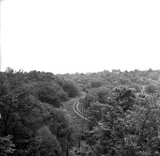 Todmorden Station (C.N.R.), Don Valley, north side Don River, near Todmorden Park, looking east from Leaside Bridge